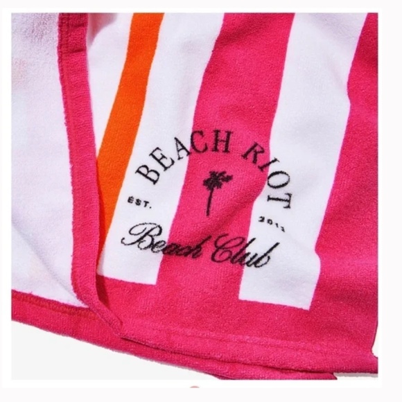 Beach Riot Beach Club Towel- Pink/Orange Stripe NWT - Picture 1 of 6
